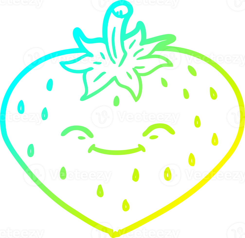 cold gradient line drawing of a cartoon strawberry png