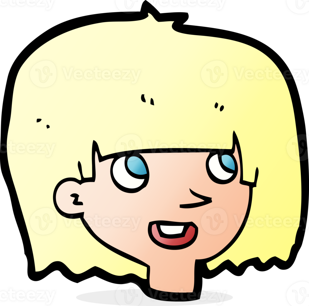 cartoon happy female face png
