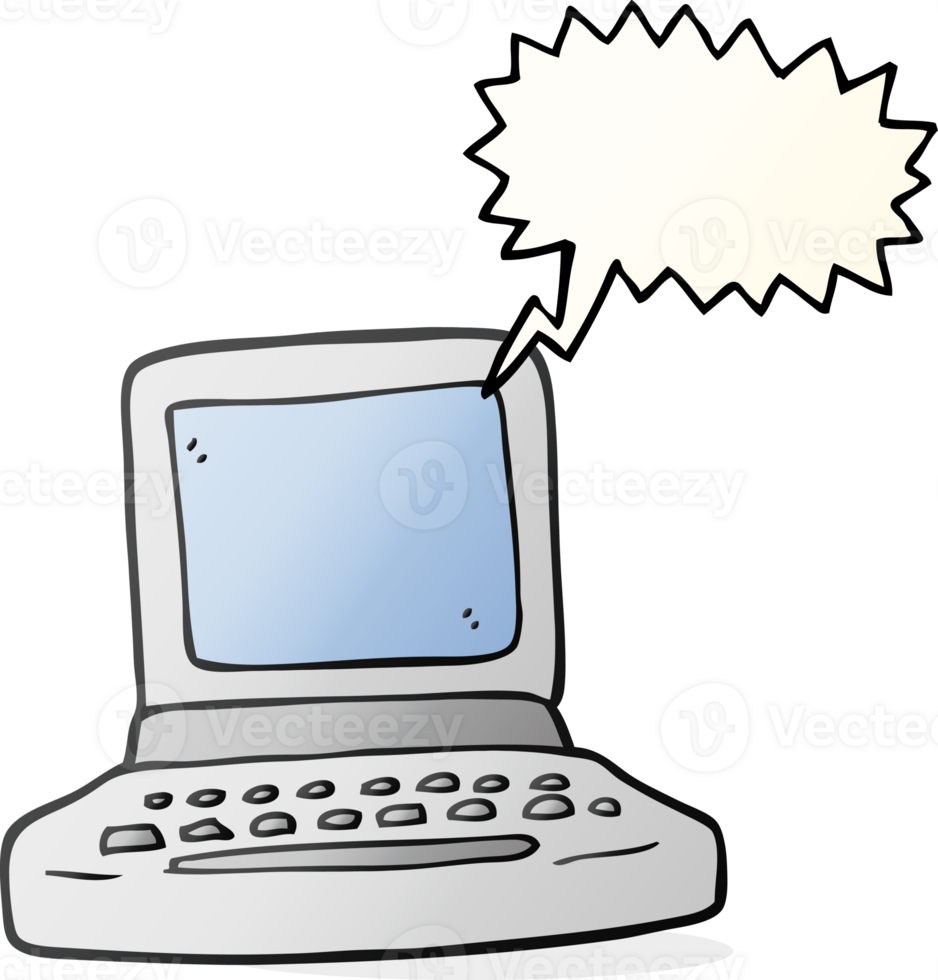 hand drawn speech bubble cartoon old computer png