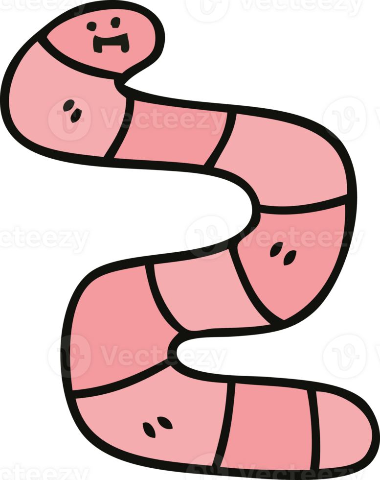 hand drawn quirky cartoon worm png