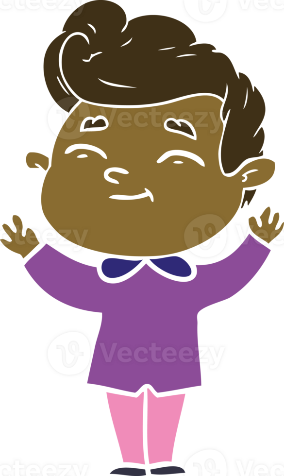 happy flat color style cartoon man png