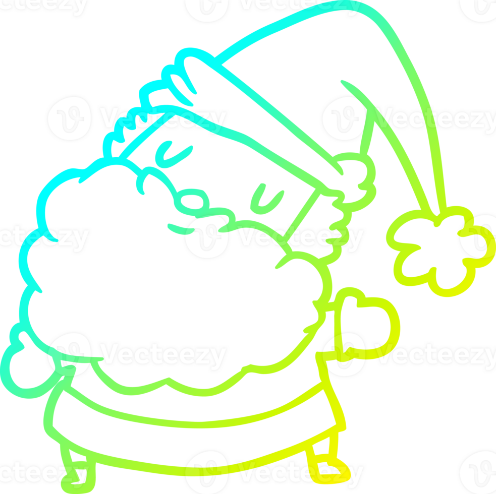 cold gradient line drawing of a santa claus png
