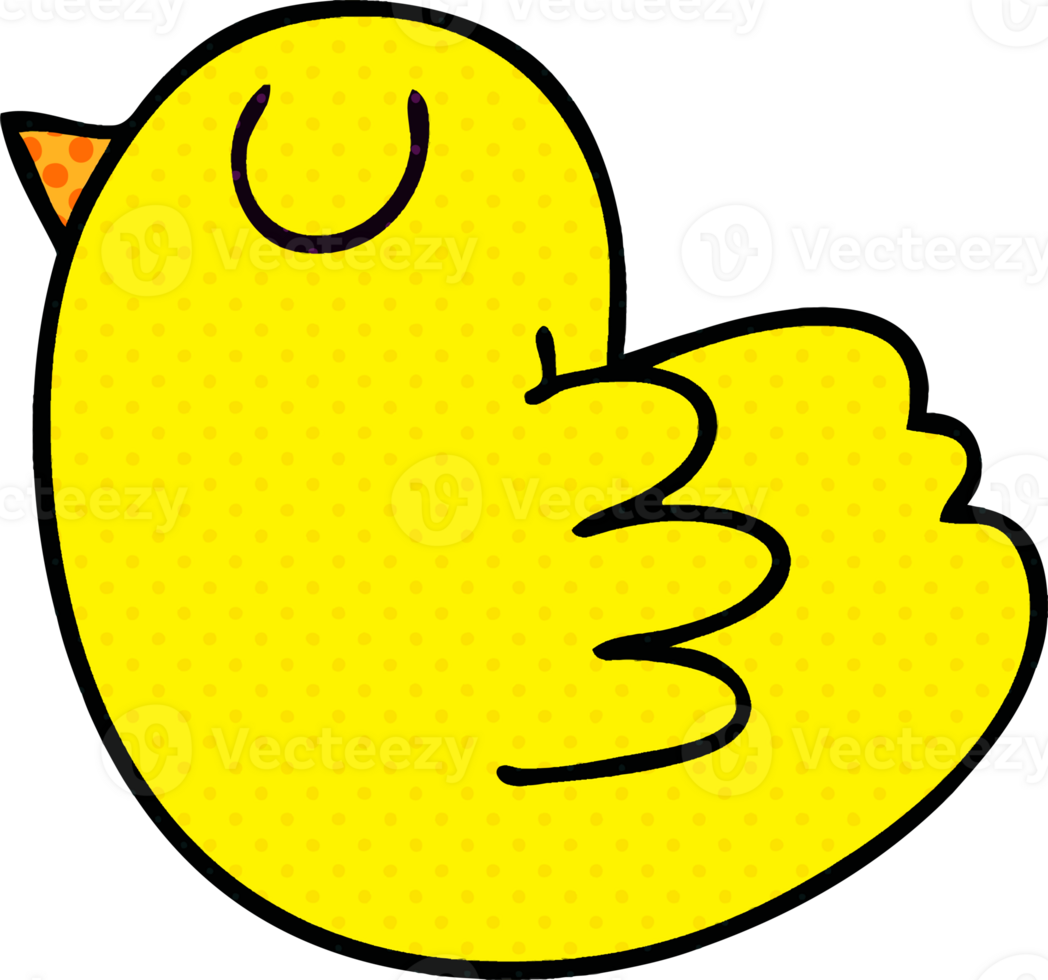 comic book style quirky cartoon yellow bird png
