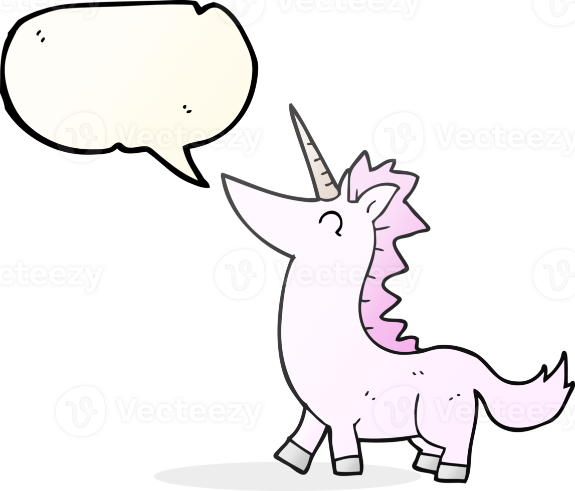 hand drawn speech bubble cartoon unicorn png