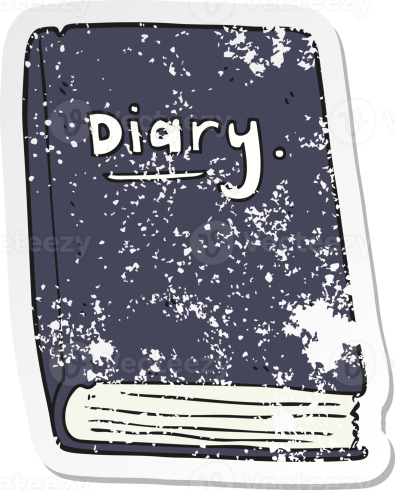 retro distressed sticker of a cartoon diary png