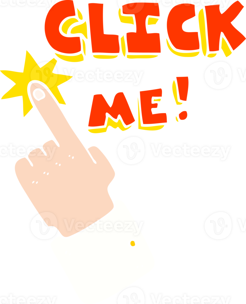 click me flat color illustration of sign png