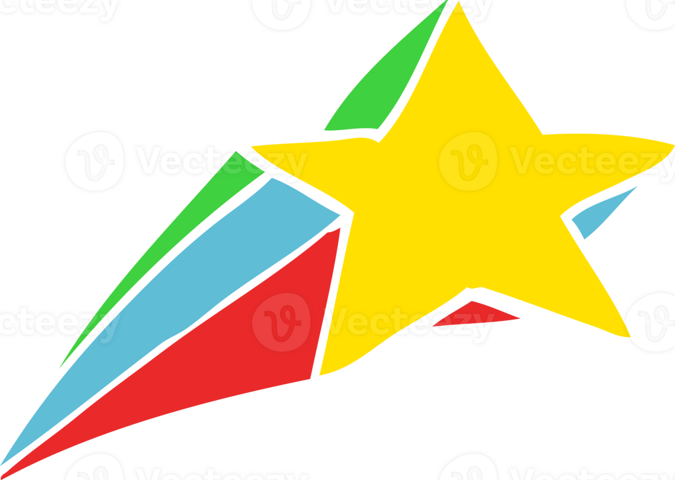 shooting star decorative flat color style cartoon png