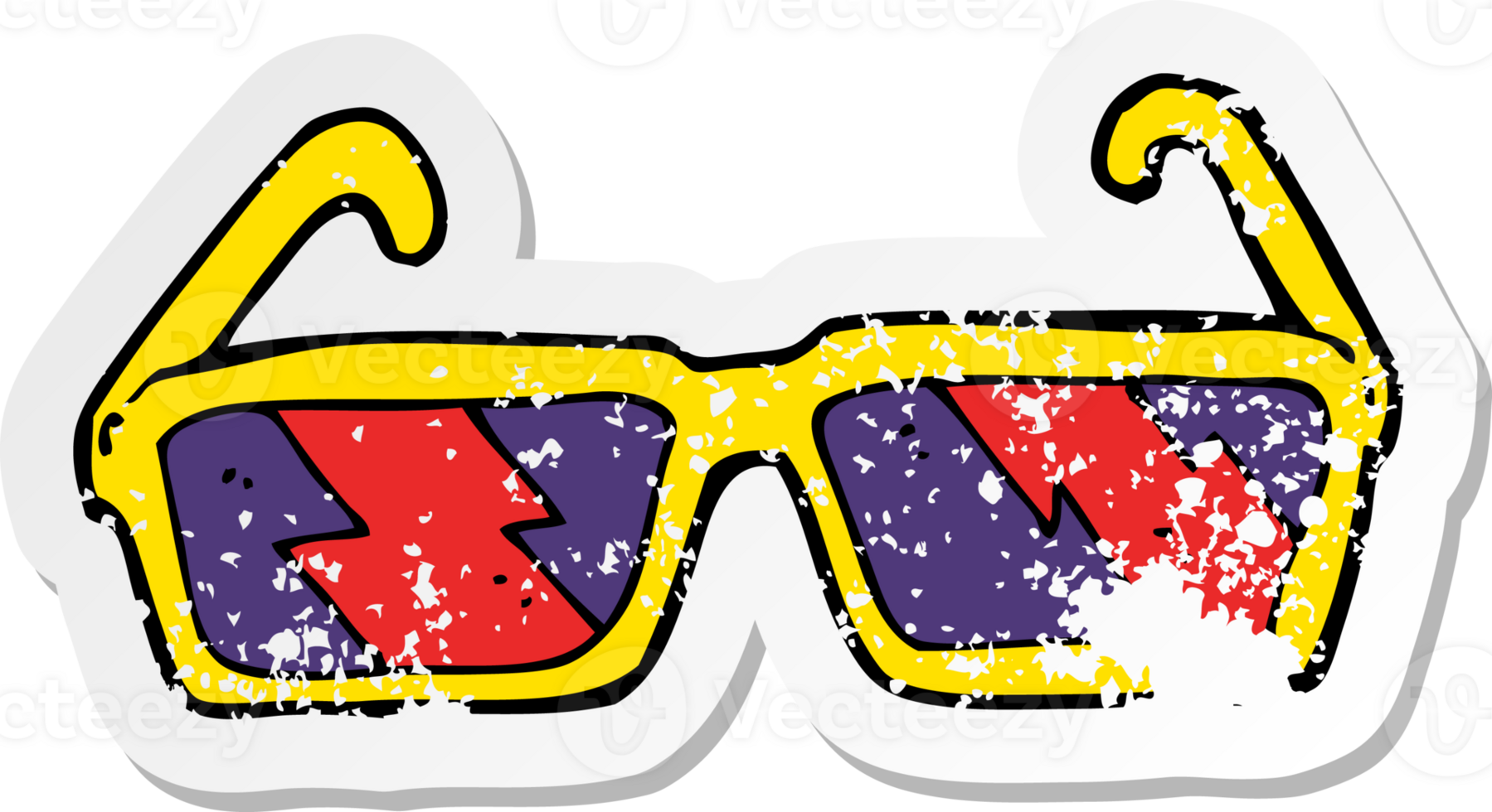 retro distressed sticker of a cartoon sunglasses png