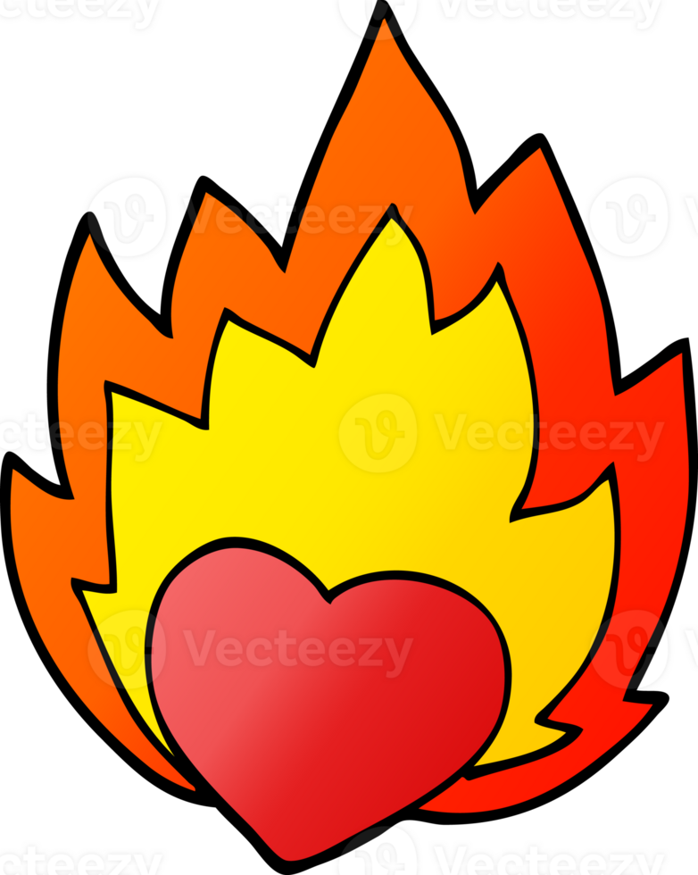 cartoon doodle flaming heart png