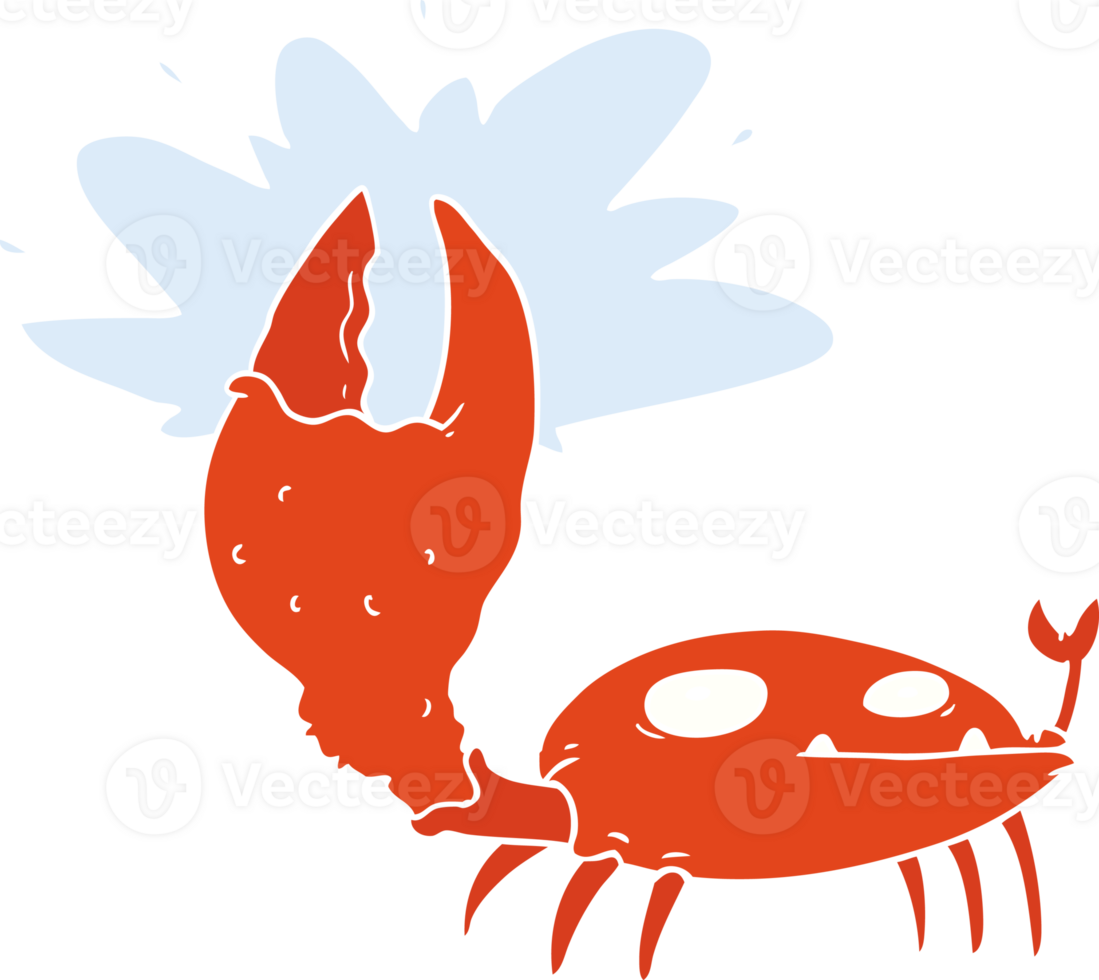 flat color style cartoon crab with big claw png