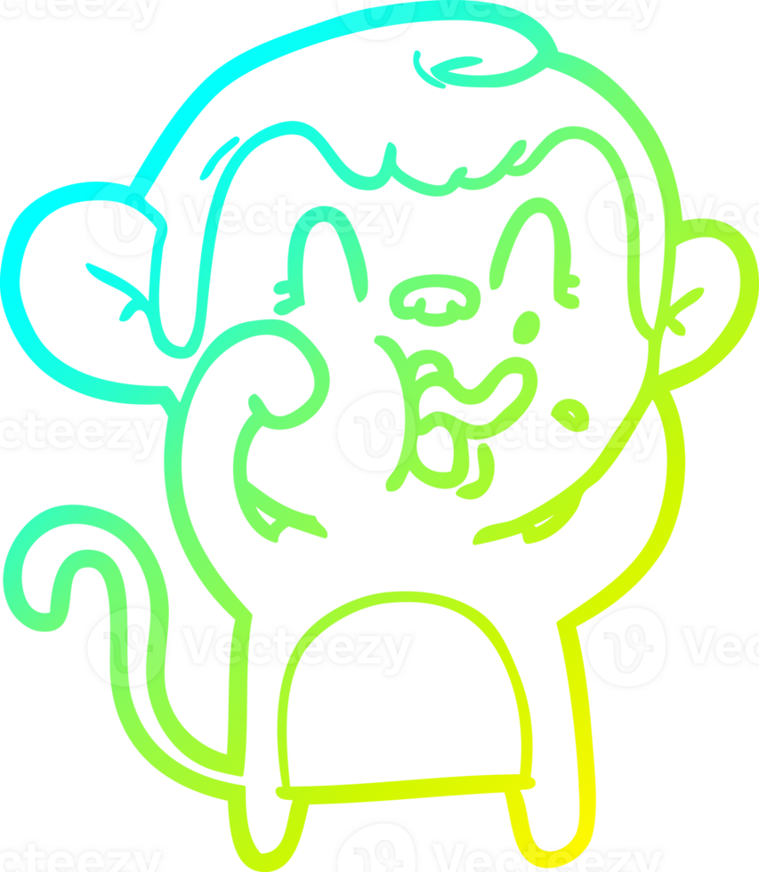 cold gradient line drawing of a crazy cartoon monkey png