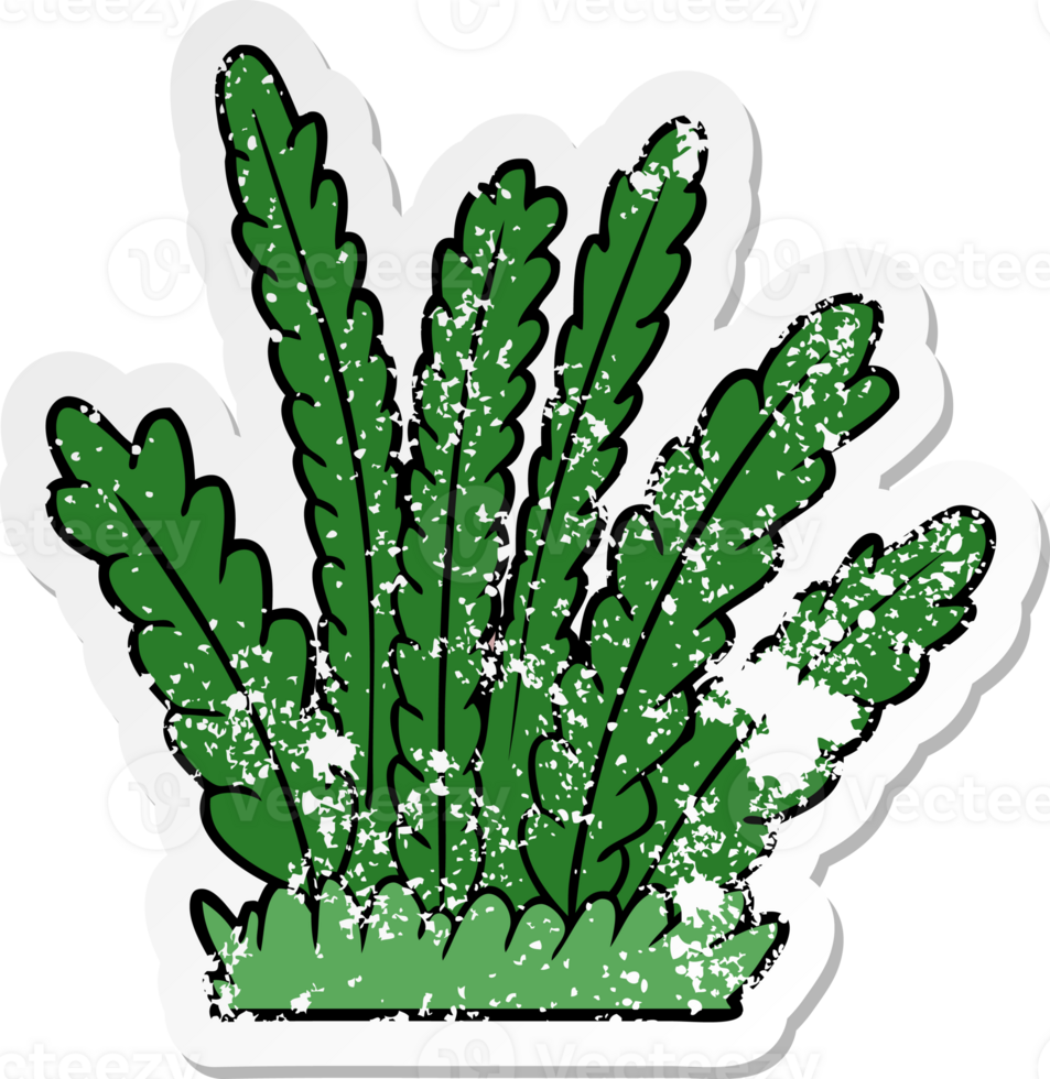 distressed sticker of a cartoon growing plants png