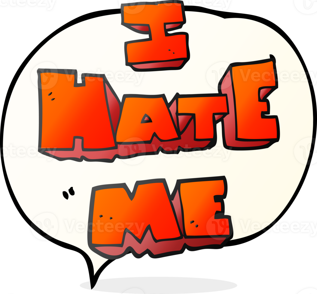 I hate me  hand drawn speech bubble cartoon symbol png