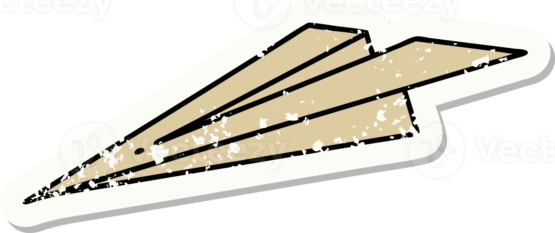 distressed sticker tattoo in traditional style of a paper airplane png