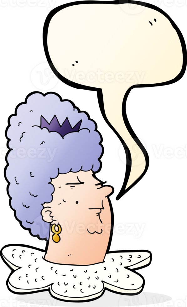 cartoon queen's head with speech bubble png