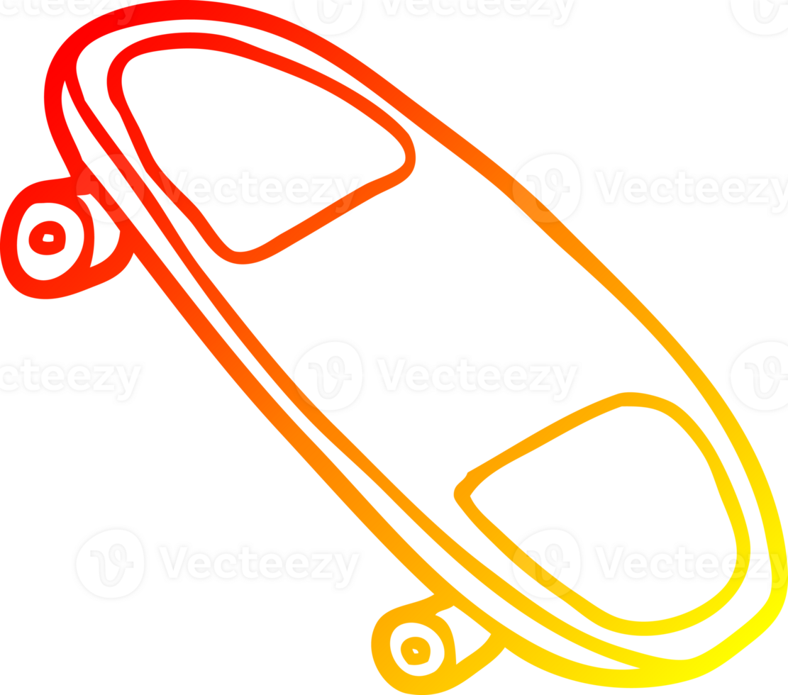 warm gradient line drawing of a cartoon skateboard png