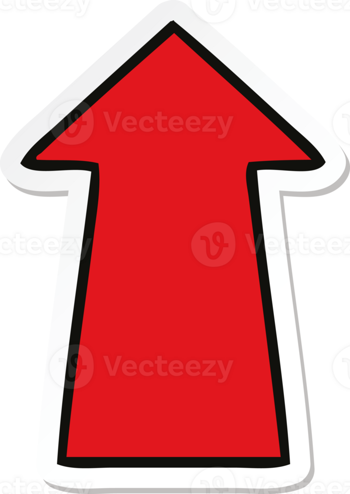 sticker of a quirky hand drawn cartoon arrow png