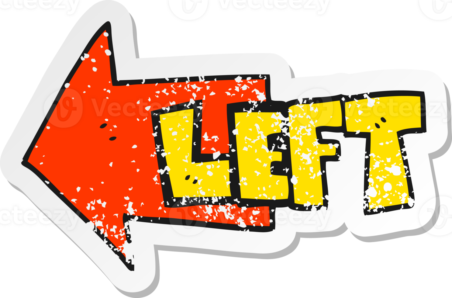retro distressed sticker of a cartoon left symbol png