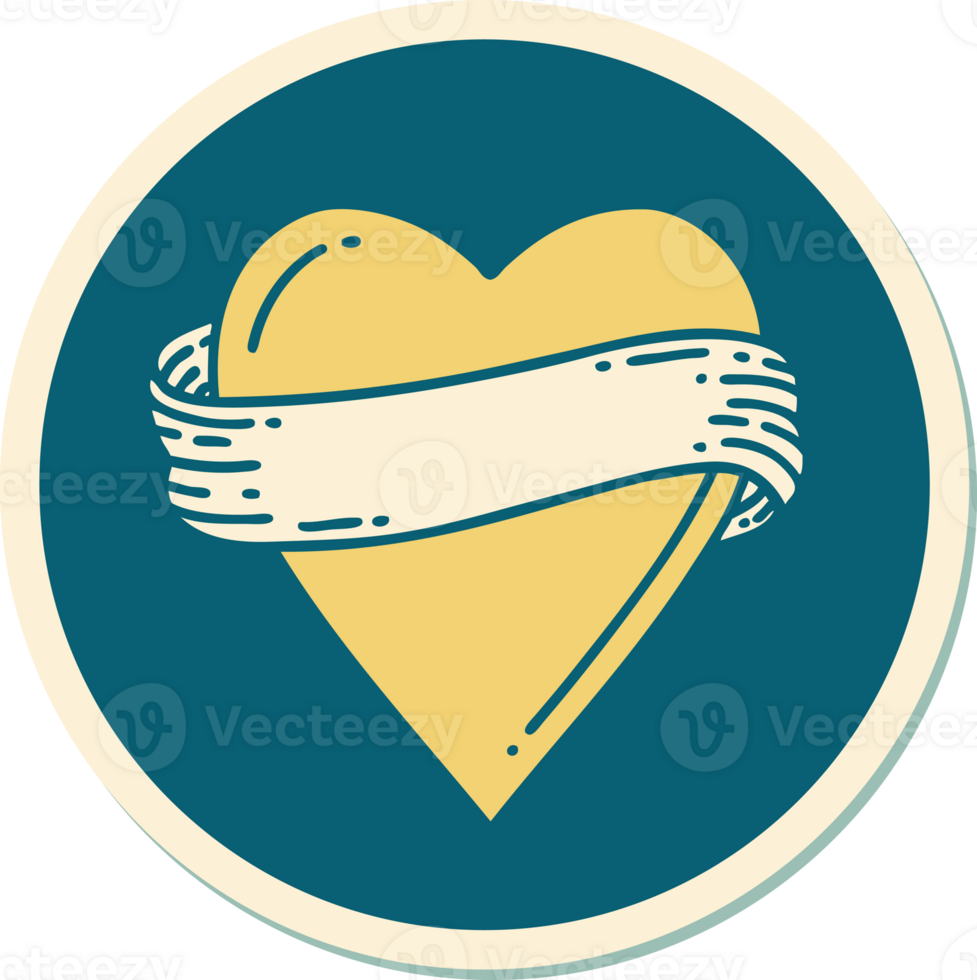 sticker of tattoo in traditional style of a heart and banner png