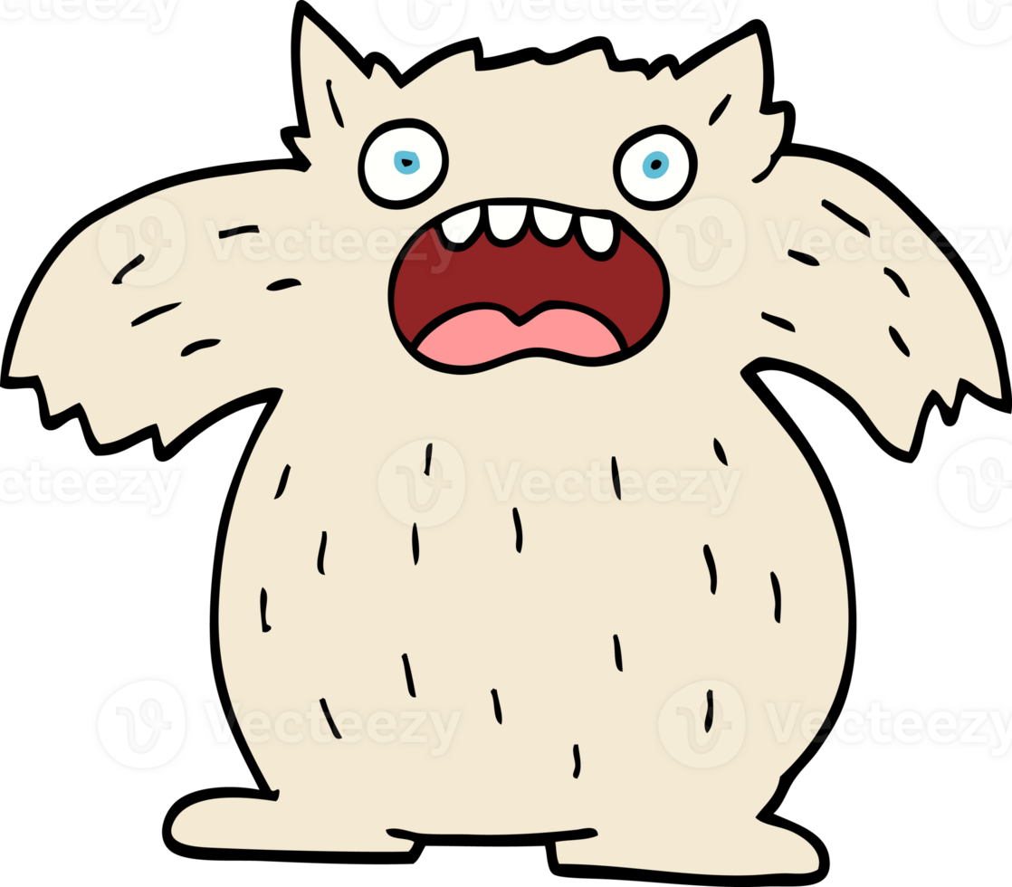 monstruo de yeti de dibujos animados estilo garabato dibujado a mano png