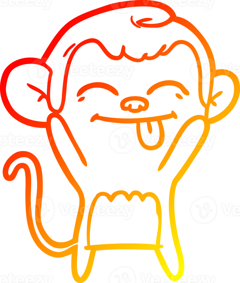 warm gradient line drawing of a funny cartoon monkey png