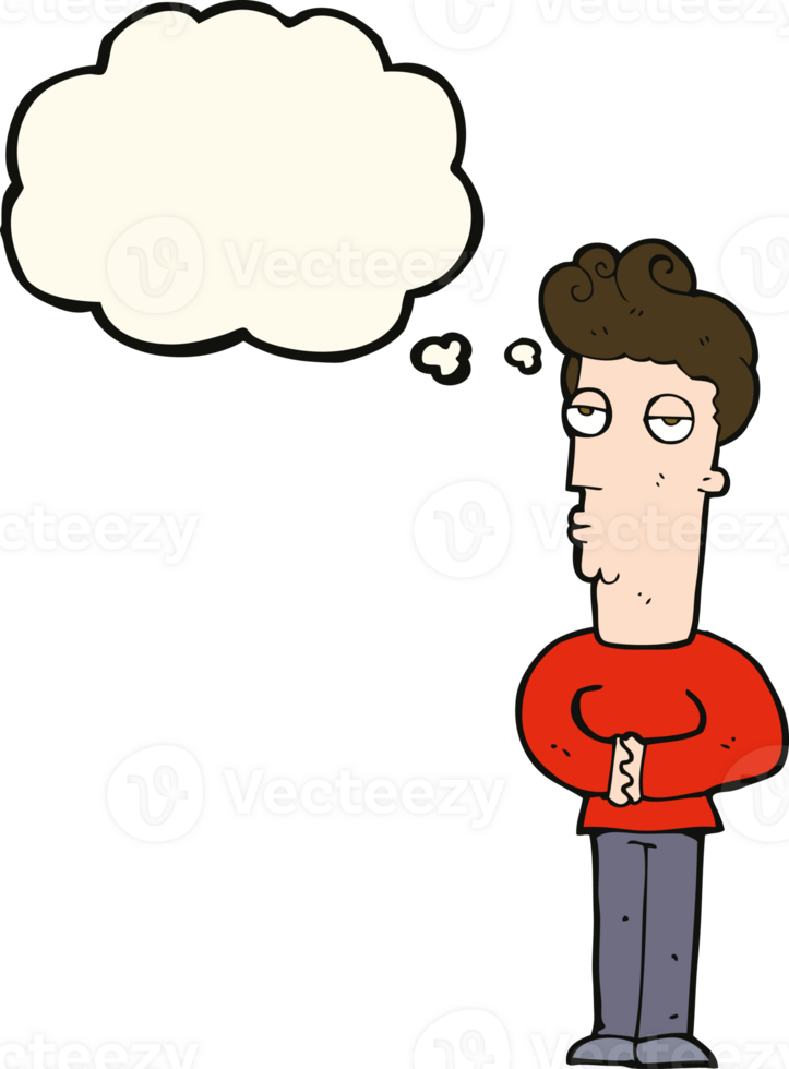 cartoon arrogant man with thought bubble png
