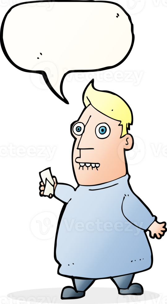 cartoon nervous man with tickets with speech bubble png