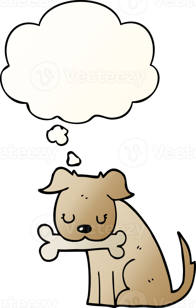 cartoon dog with thought bubble in smooth gradient style png