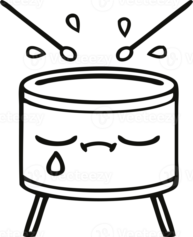 line drawing cartoon of a crying drum png