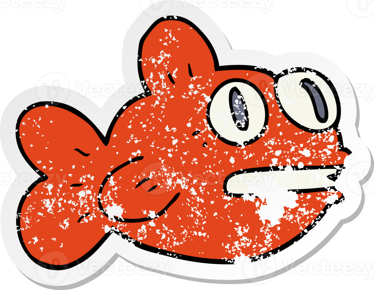 distressed sticker of a cartoon fish png