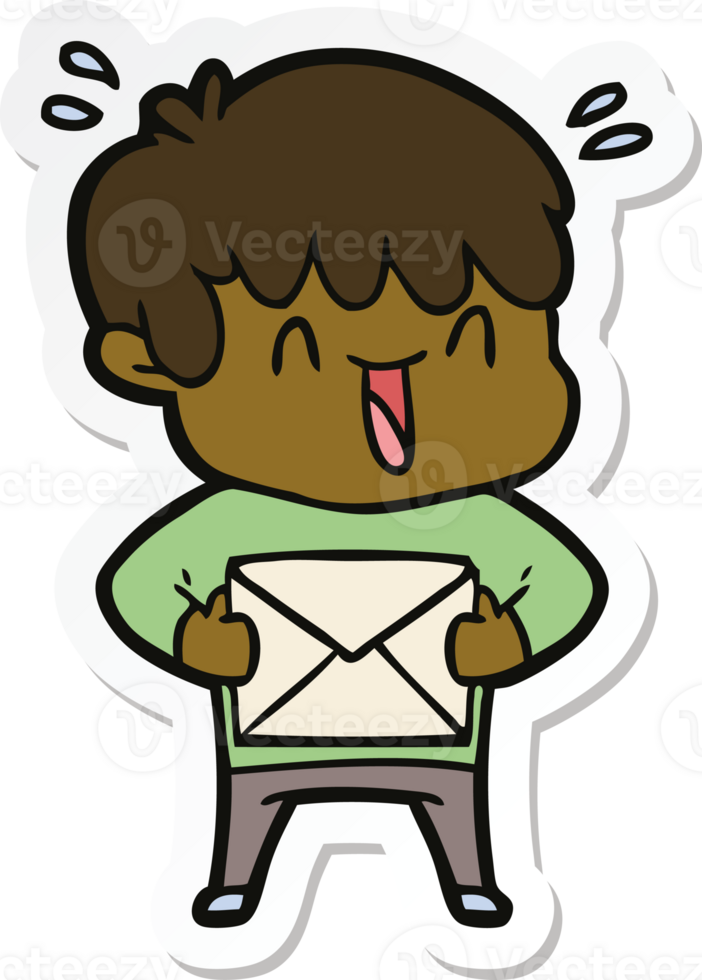 sticker of a cartoon laughing boy png