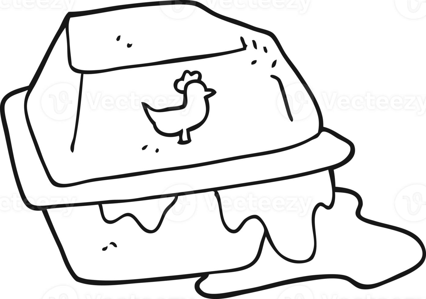 hand drawn black and white cartoon greasy takeout png