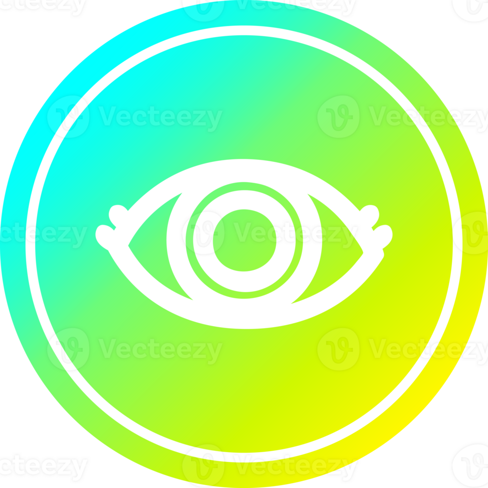 staring eye circular icon with cool gradient finish png