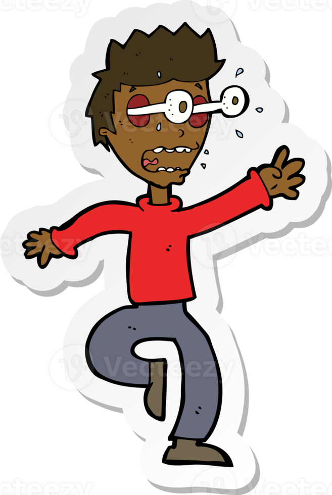 sticker of a cartoon terrified man with eyes popping out png