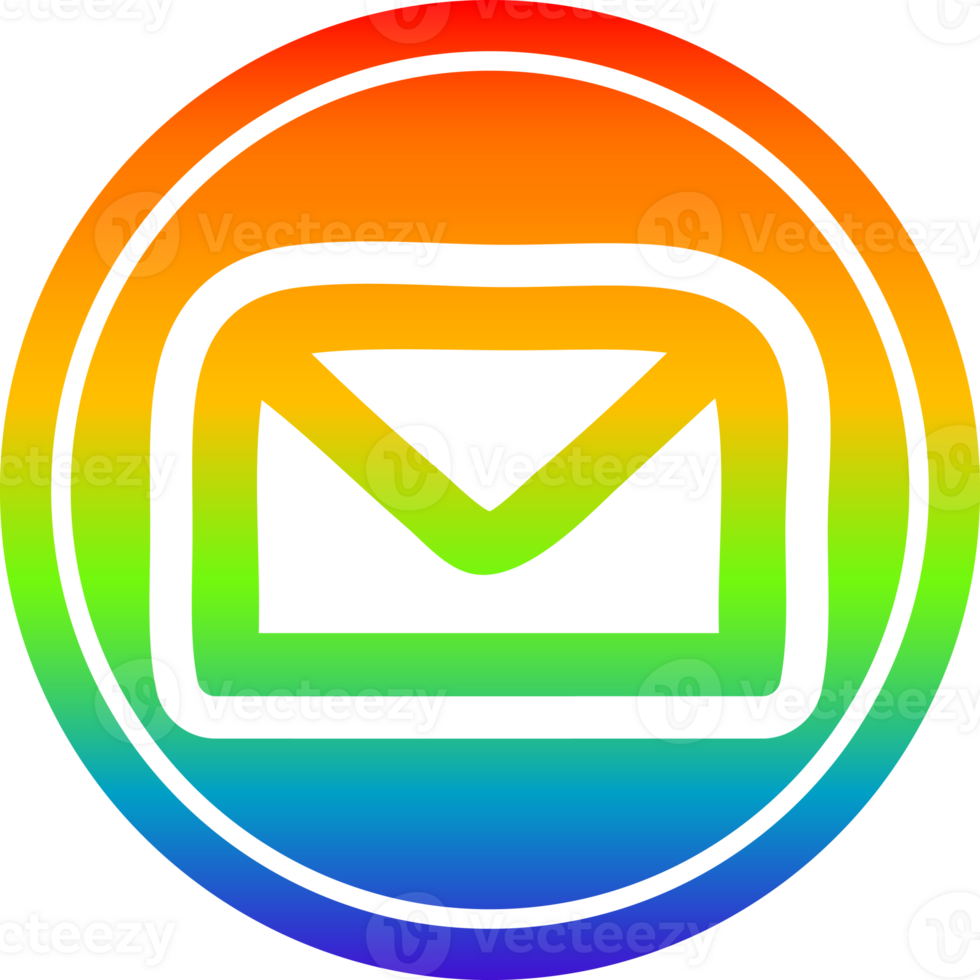 envelope letter circular icon with rainbow gradient finish png