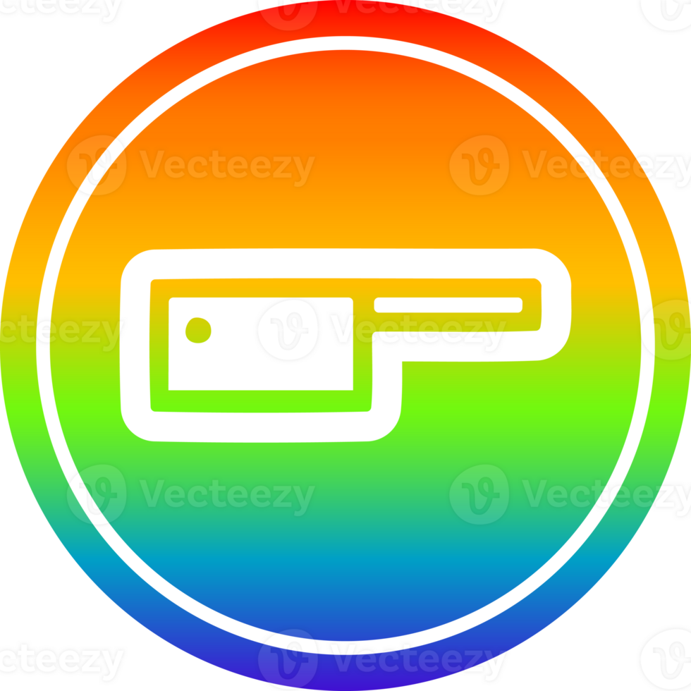 meat cleaver circular icon with rainbow gradient finish png