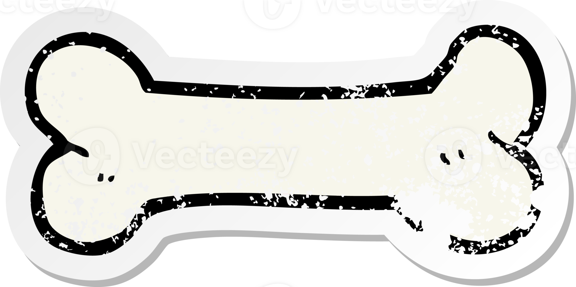 distressed sticker of a cartoon bone png