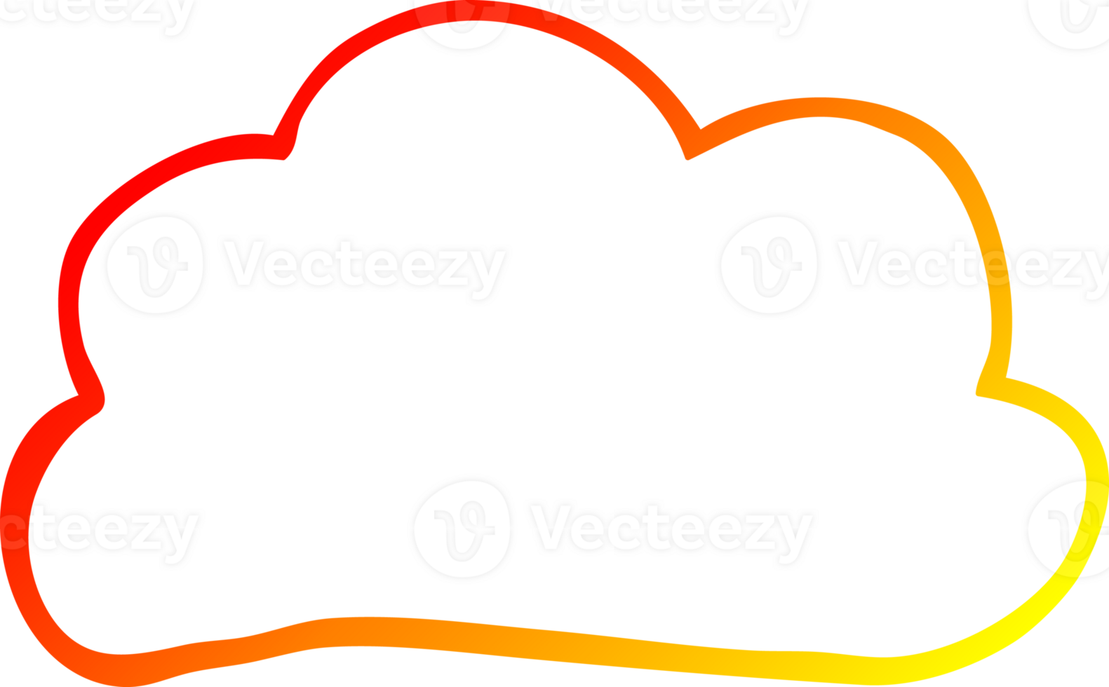 warm gradient line drawing of a cartoon weather cloud png