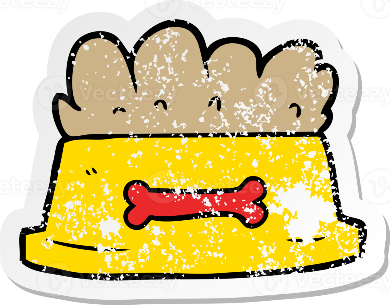 distressed sticker of a cartoon bowl of dog food png