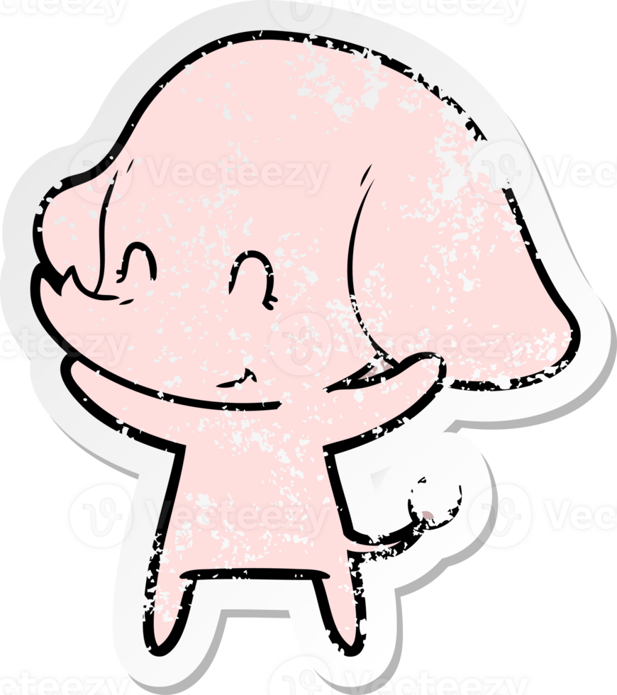 verontruste sticker van een schattige cartoonolifant png