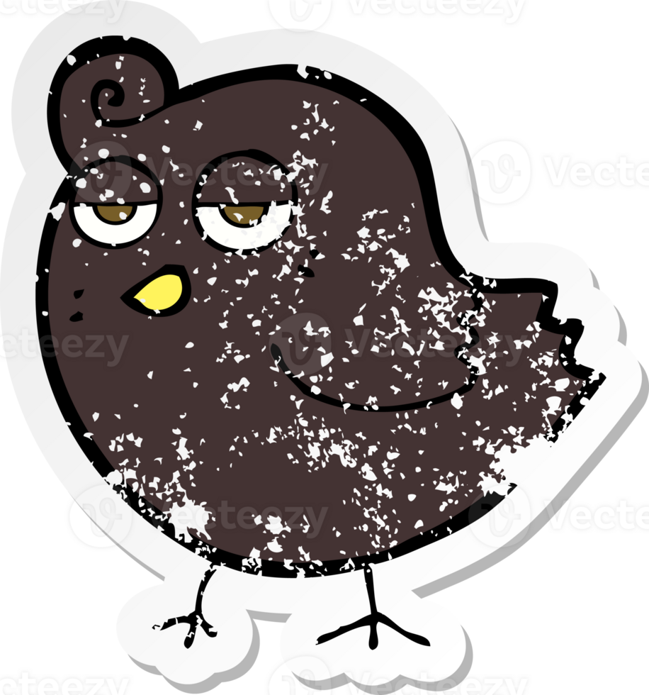 retro distressed sticker of a cartoon bird png