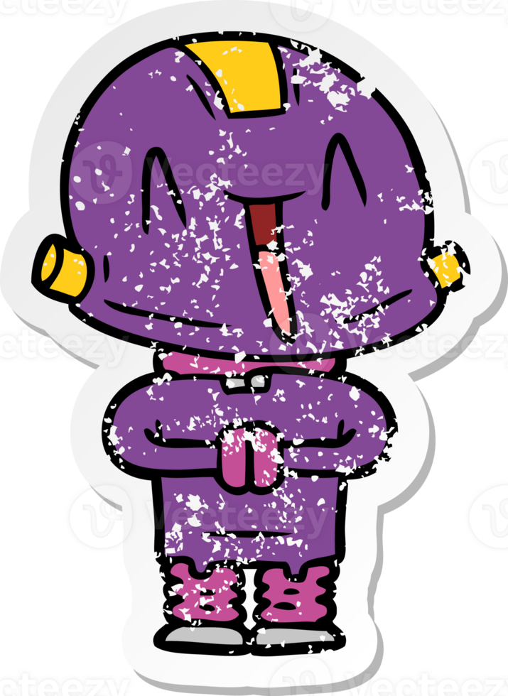 distressed sticker of a cartoon robot png