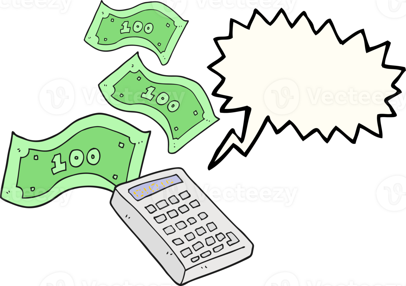 hand drawn speech bubble cartoon calculator counting money png
