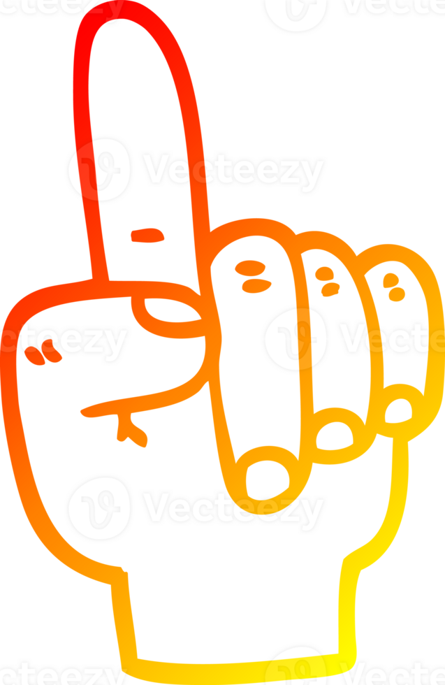 warm gradient line drawing of a cartoon pointing hand png