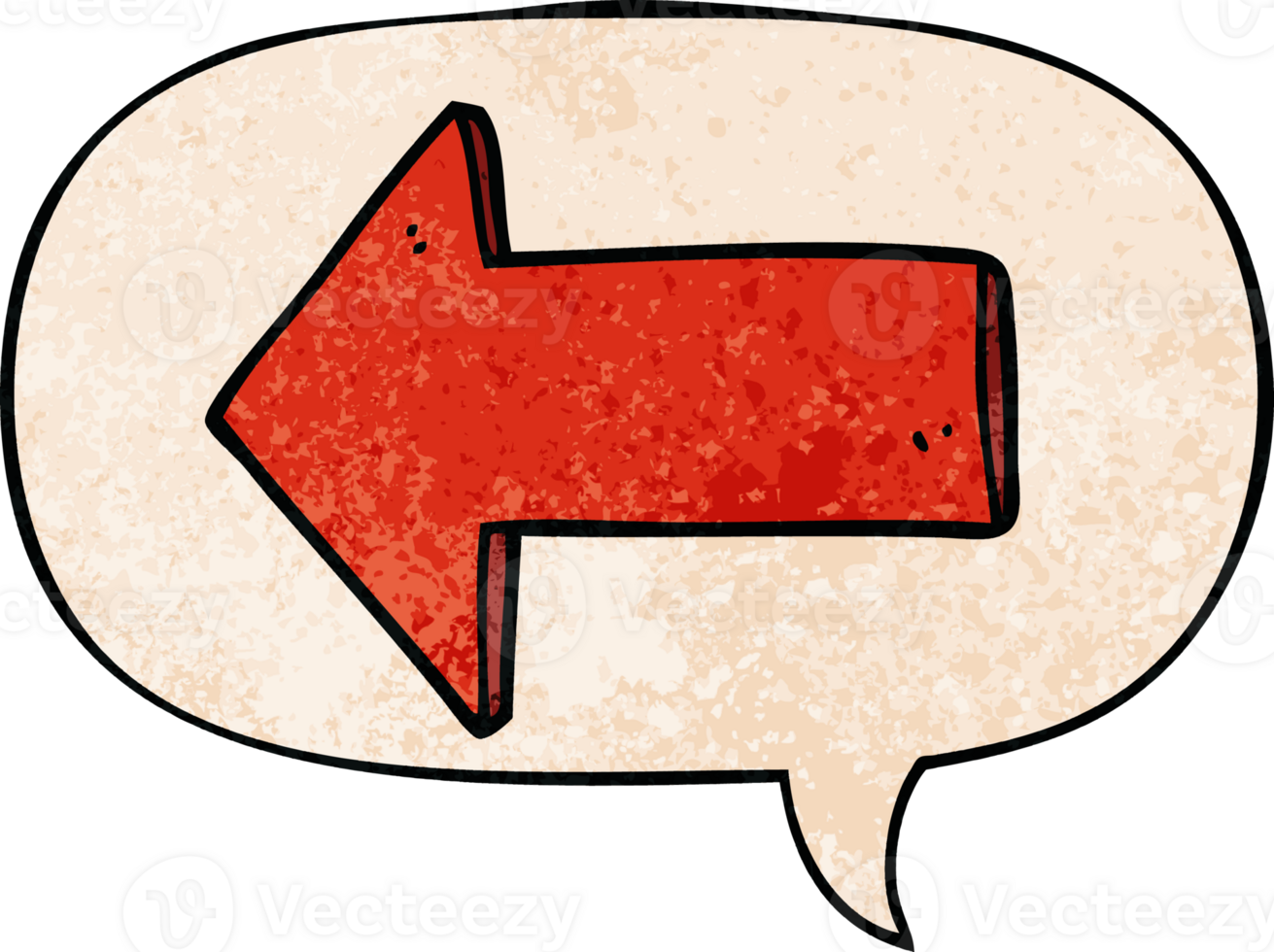 cartoon arrow with speech bubble in retro texture style png