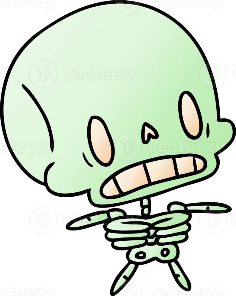 gradient cartoon illustration kawaii cute dead skeleton png