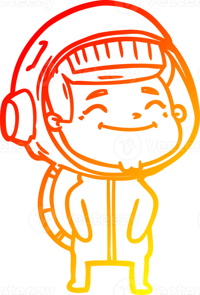 warm gradient line drawing of a happy cartoon astronaut png