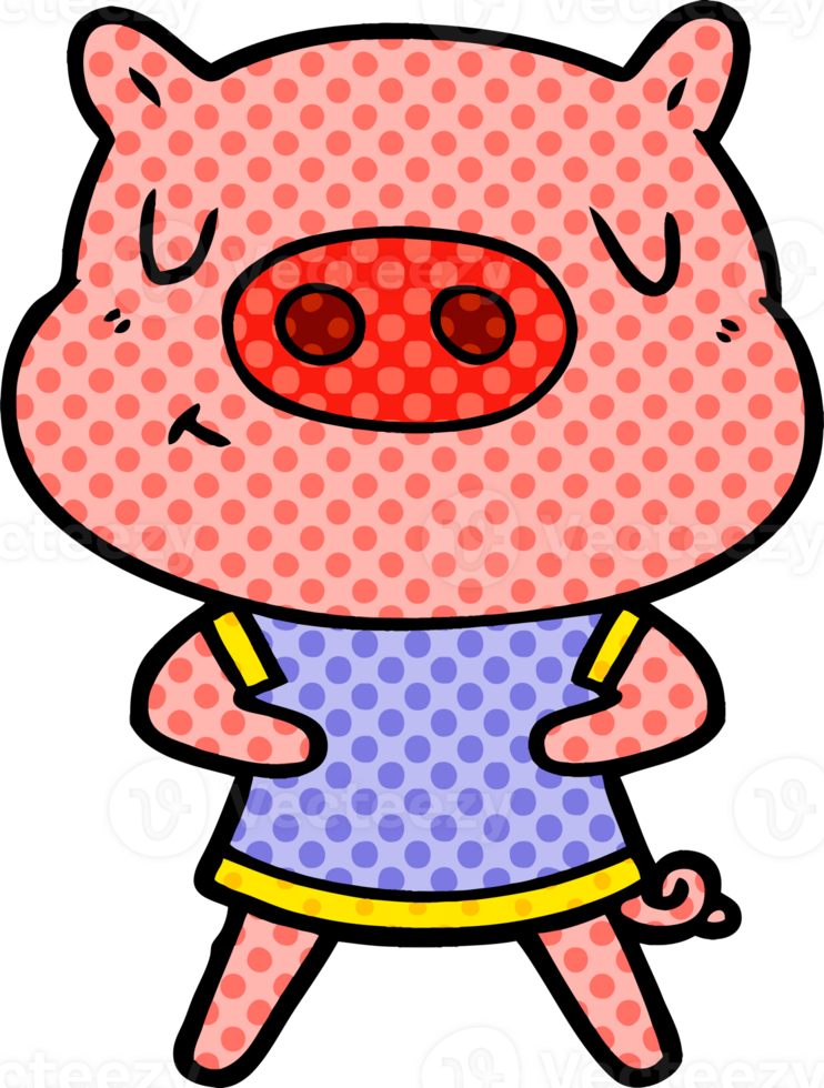 cartoon content pig wearing t shirt png