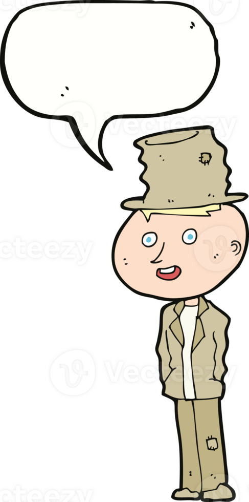 cartoon funny hobo man with speech bubble png