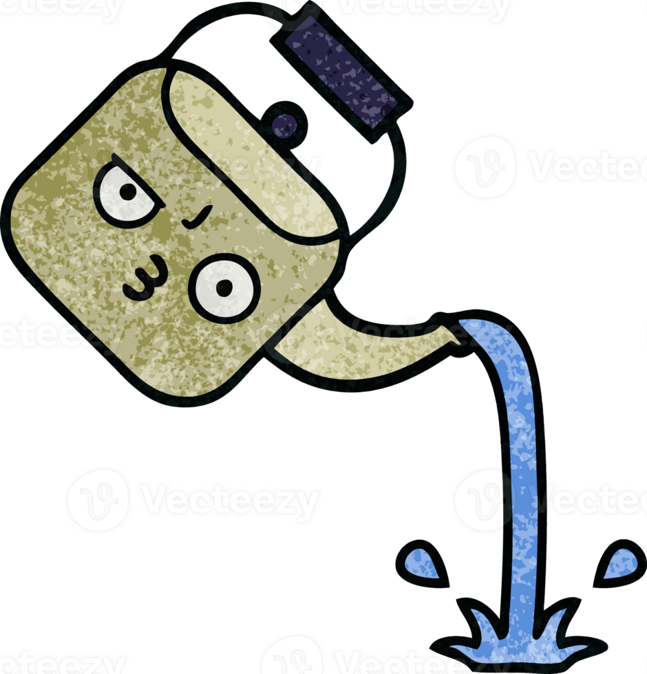 retro grunge texture cartoon of a pouring kettle png